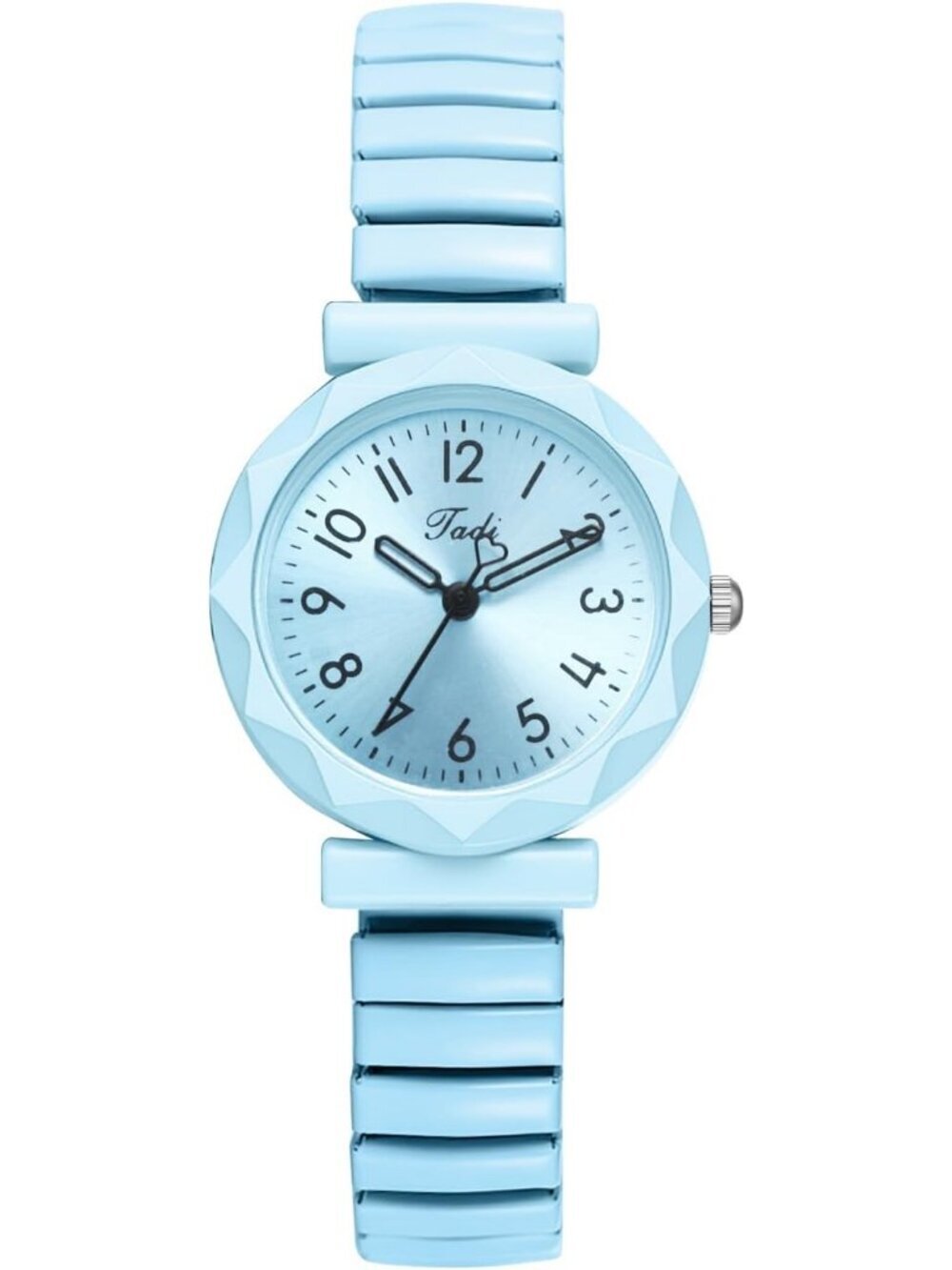 Unisex Blue Analog Quartz Stretch Band Elastic Stainless Steel Expansion Watch
